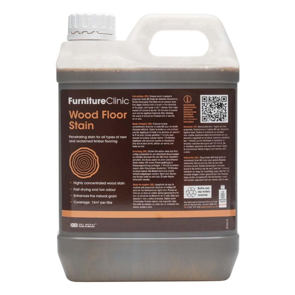Wood Floor Stain (Dark Oak, 2.5L) Â Highly Concentrated, Quick Drying Wood Stain For All Types Of New & Reclaimed Timber Flooring Â Water Based 5060914415241 - Image 2