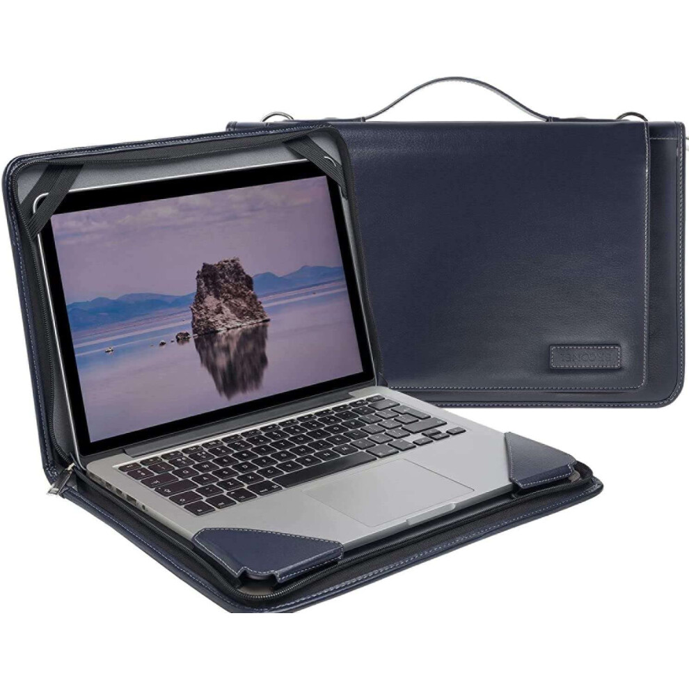 Leather Laptop Messenger Case - Compatible With Asus Chromebook C202sa-Ys02 11.6" Blue 5063295022725