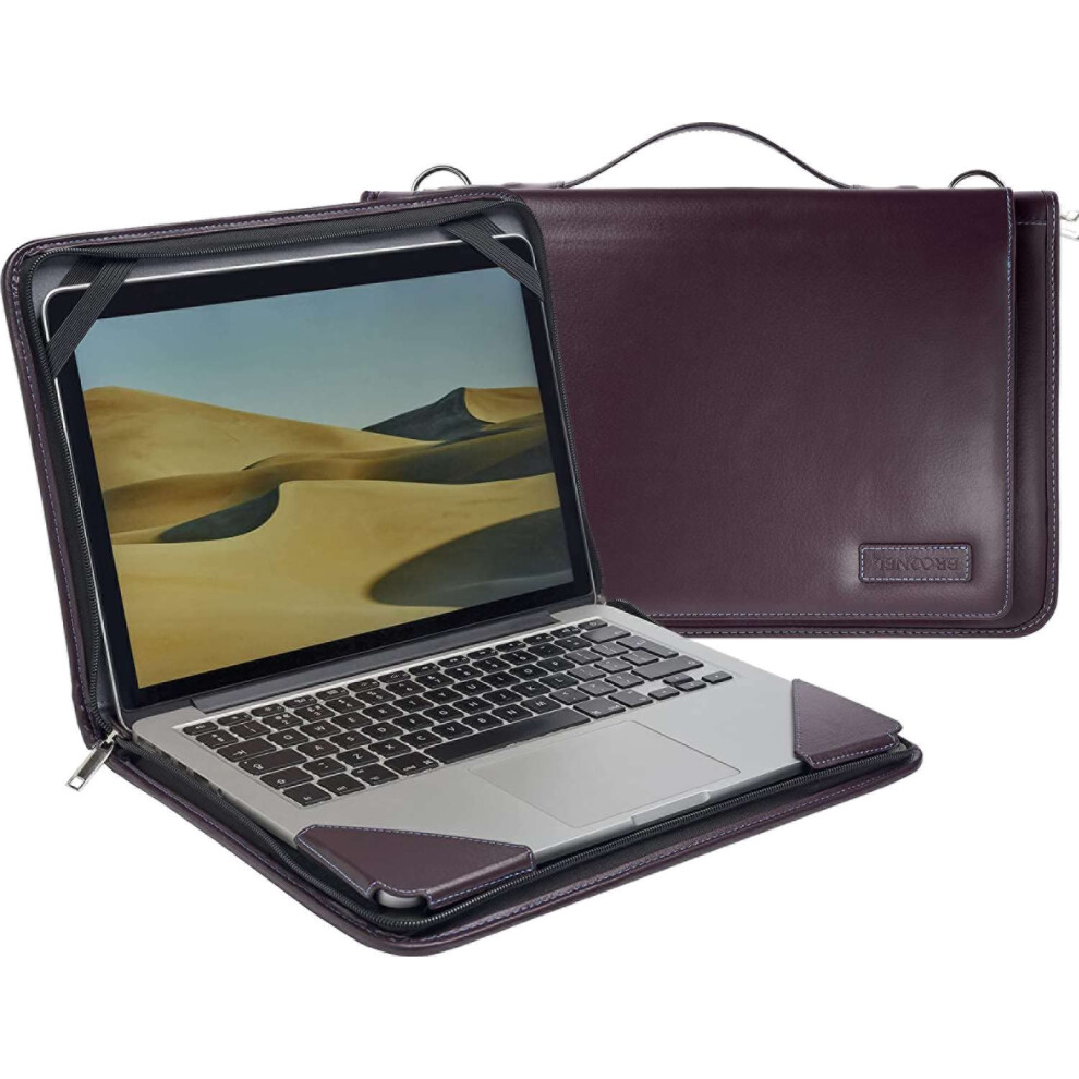 Leather Laptop Messenger Case - Compatible With Asus Chromebook Flip C302ca 12.5 Inch Purple 5063295035664