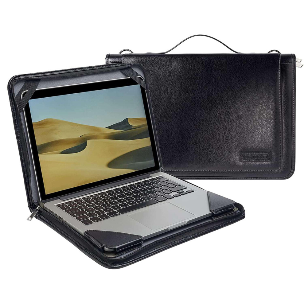 Leather Laptop Messenger Case - Compatible With Asus Chromebook Cm14 14" (Cm1402c) Black 5063295090816