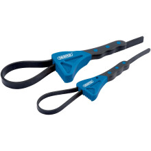 43863 Soft Grip Oil Filter Strap Wrench Removal Tool Set for Jars Lids Plumbers Removing, 2 Pieces, Blue