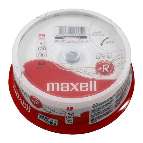 DVD-R blank discs (16x speed, 4, 7GB, 120min, 25spindle) 1