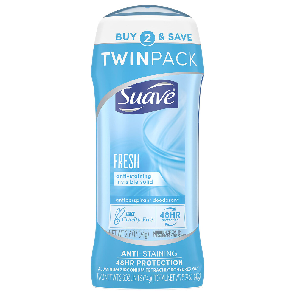 Suave Fresh Invisible Solid Anti-Perspirant Deodorant 2.6 Oz, Twin Pack By