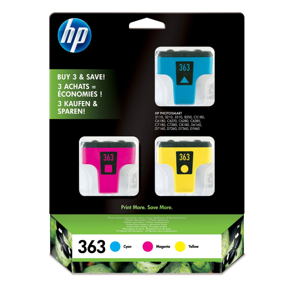 Cb333ee 363 Original Ink Cartridges, Multipack Cyan/Magenta/Yellow 882780675414