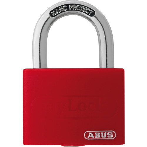 Abus padlock T65AL/40 myLOCK - individually writable - locker lock - solid aluminium lock body - ABUS security level 5 - red