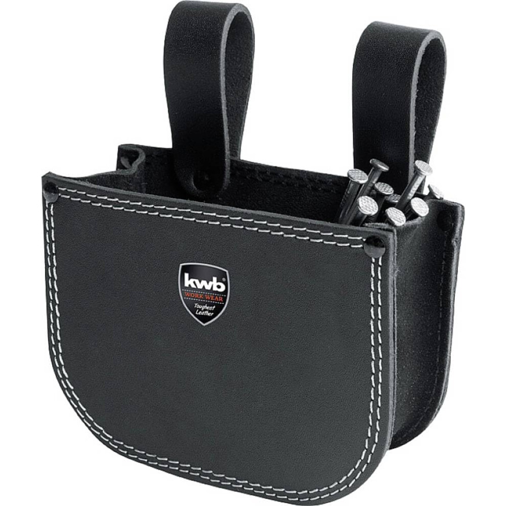 Nail Bag Made Of Genuine Leather, 1 Compartment, Belt Loops, Large Pocket, Black 400931906400