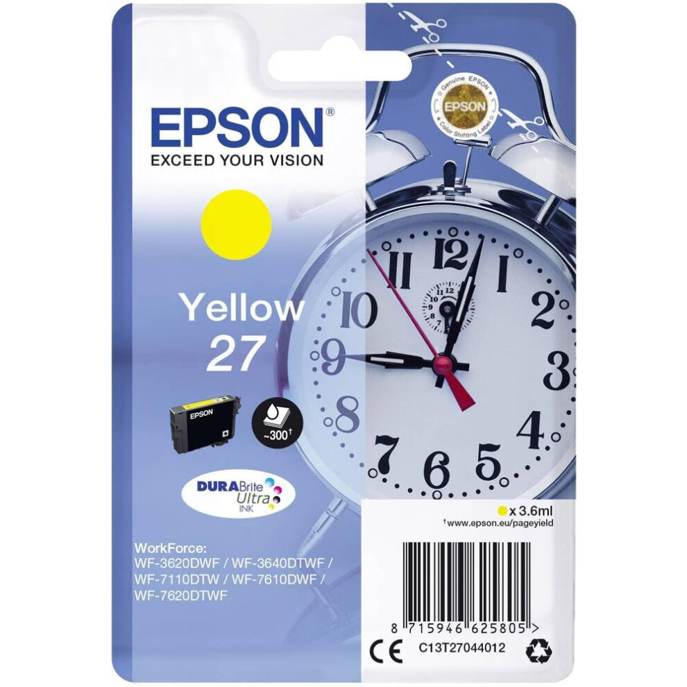 Epson Ink Cartridge C13t27044012, Yellow, Genuine