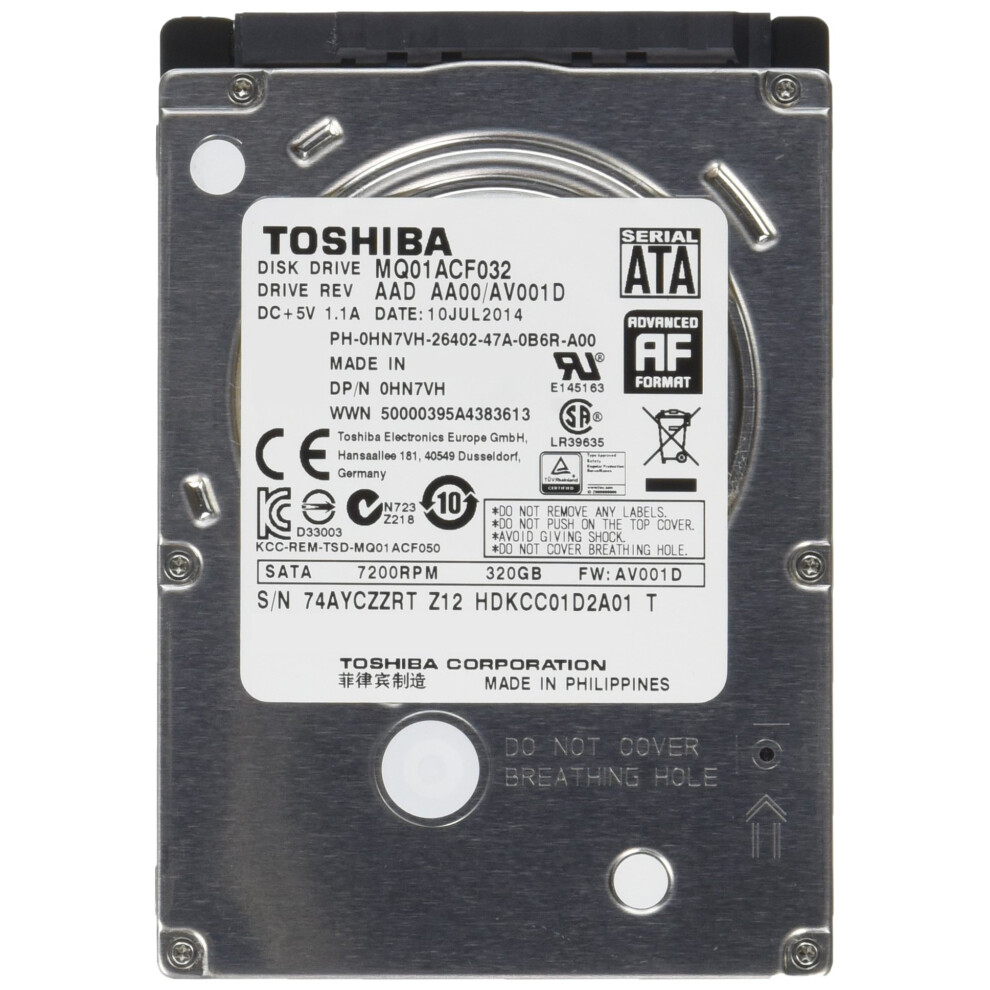 Toshiba Hdd 320Gb Sata 3Gb/S 2.5In