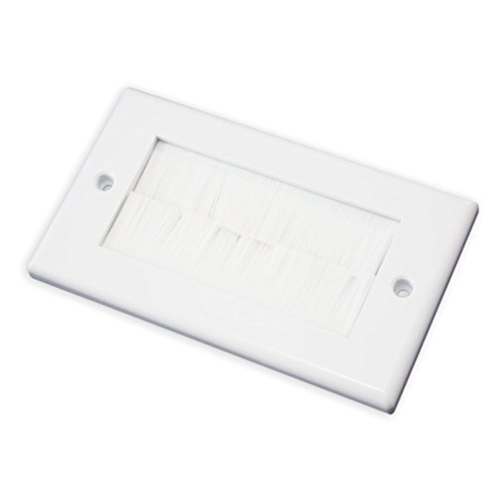 White Double Gang Brushplate With White Brushes/Brush Strip Wallplate/Wall Plate/Faceplate Cable Tidy For Wall Mounted Plasma Tv Etc 5060227798062