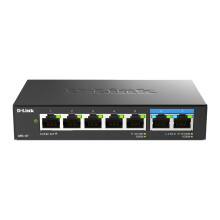 DMS-107/B 7-Port Multi-Gigabit Unmanaged Switch with Two 2.5G and Five Gigabit Ports, Fanless, Low Profile, Compact, Metal Housing, QoS, Plug and Play