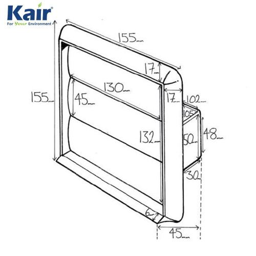 White Gravity Grille with Rectangular 110x54mm Rear Spigot 1