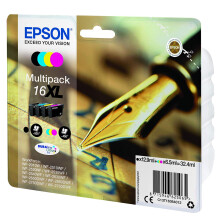 16XL Pen & Crossword High Yield Genuine Multipack, Eco-Friendly Packaging, 4-colours Ink Cartridges, DURABrite Ultra Ink, Amazon Dash Replenishment