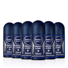 MEN Protect & Care Antiperspirant Deodorant Pack of 6 (6 x 50ml), Men's Deodorant with 0% Alcohol, 48 Hour Antiperspirant for Men, Roll On Deodorant