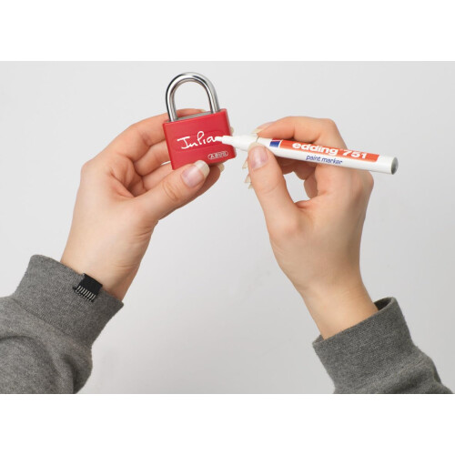 Abus padlock T65AL/40 myLOCK - individually writable - locker lock - solid aluminium lock body - ABUS security level 5 - red 2