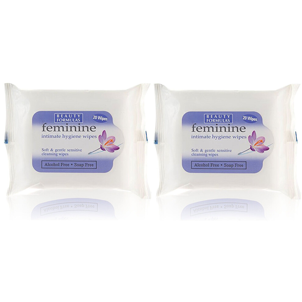 Beauty Formulas Unknown Brand Feminine Intimate Hygiene Soft & Gentle Soap Free Wipes - 2 Pack (40 Wipes)