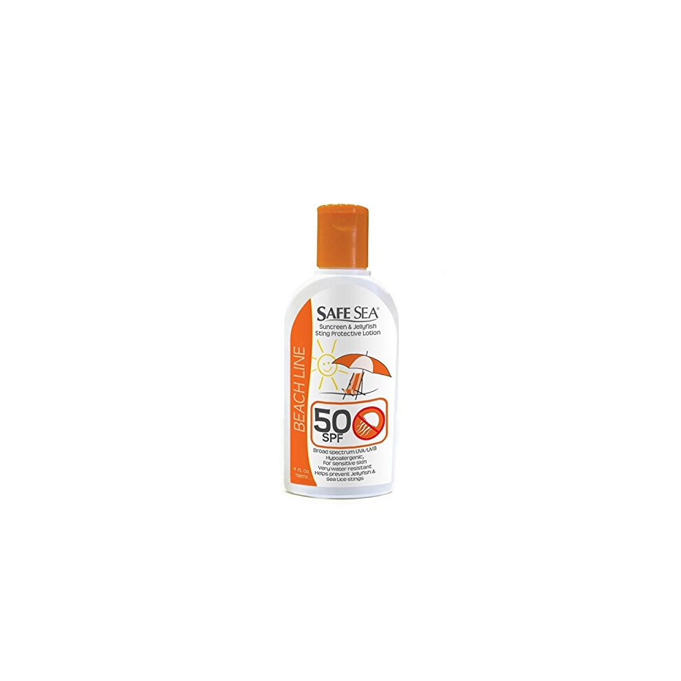 Safe Sea Anti-Jellyfish Sting Protective Lotion - Sunscreen - Sunblock - Sea Lice - Jelly Fish (Spf50, 4Oz Bottle) By