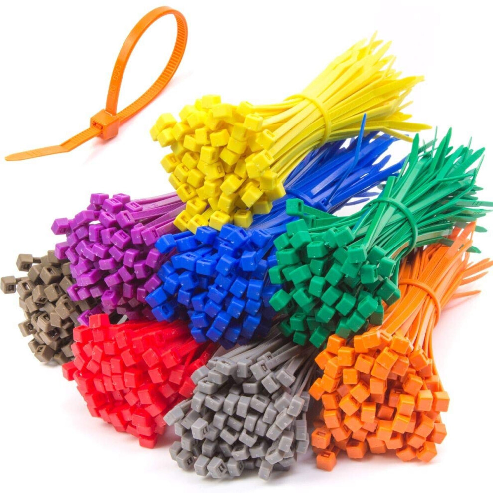 500Pc Cable Ties Assorted Colours, Length- Zip Tie Red Blue Green Yellow 4793662936003
