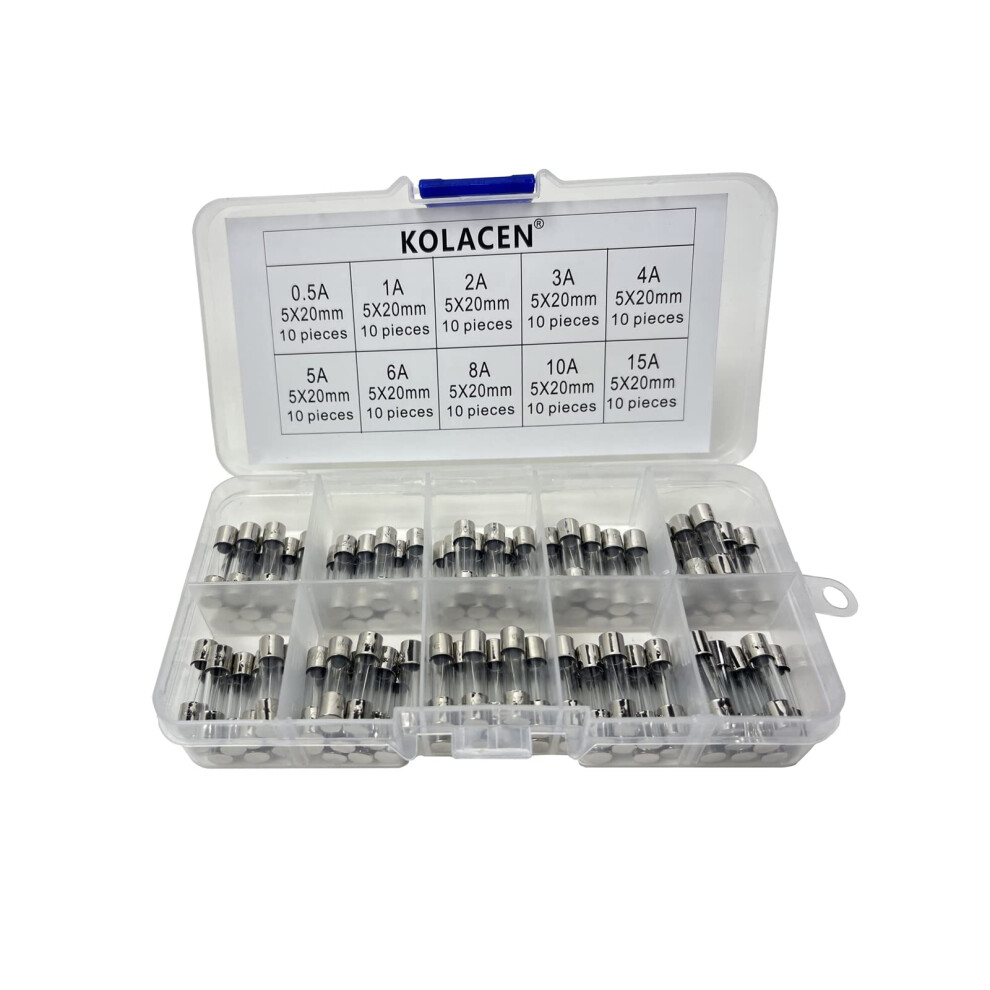 Quick Fast-Blow Glass Tube Fuse 5 X 20 Mm Assorted Kit 0.5Amp 1Amp 2Amp 3Amp 4Amp 5Amp 6Amp 8Amp 10Amp 15Amp (Pack Of 100) 606829108288