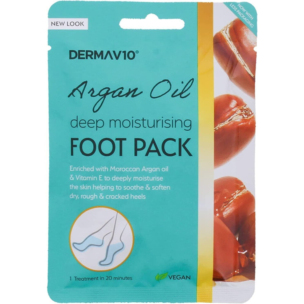 Derma V10 Two Packs Of Deep Moisturising Foot Pack Argan Oil 1 Treatment