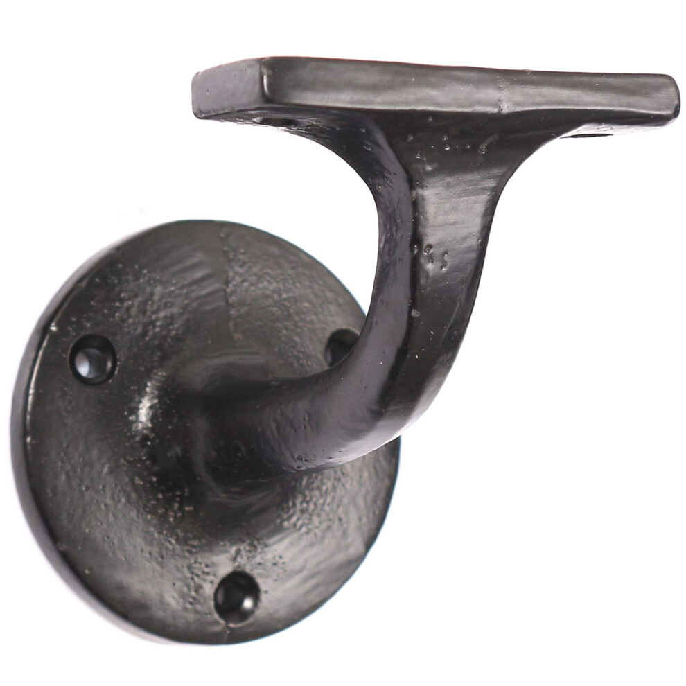 5X Cast Iron Handrail Brackets + Screws - Heavy Duty Black Bannister Stair/Wall Supports 5057502059673