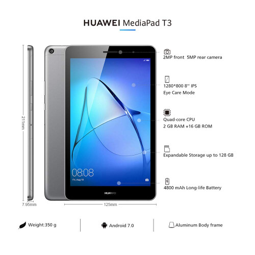 Huawei Mediapad T3 8.0 4G 16GB Qualcomm 2048 MB Android, Grey 1