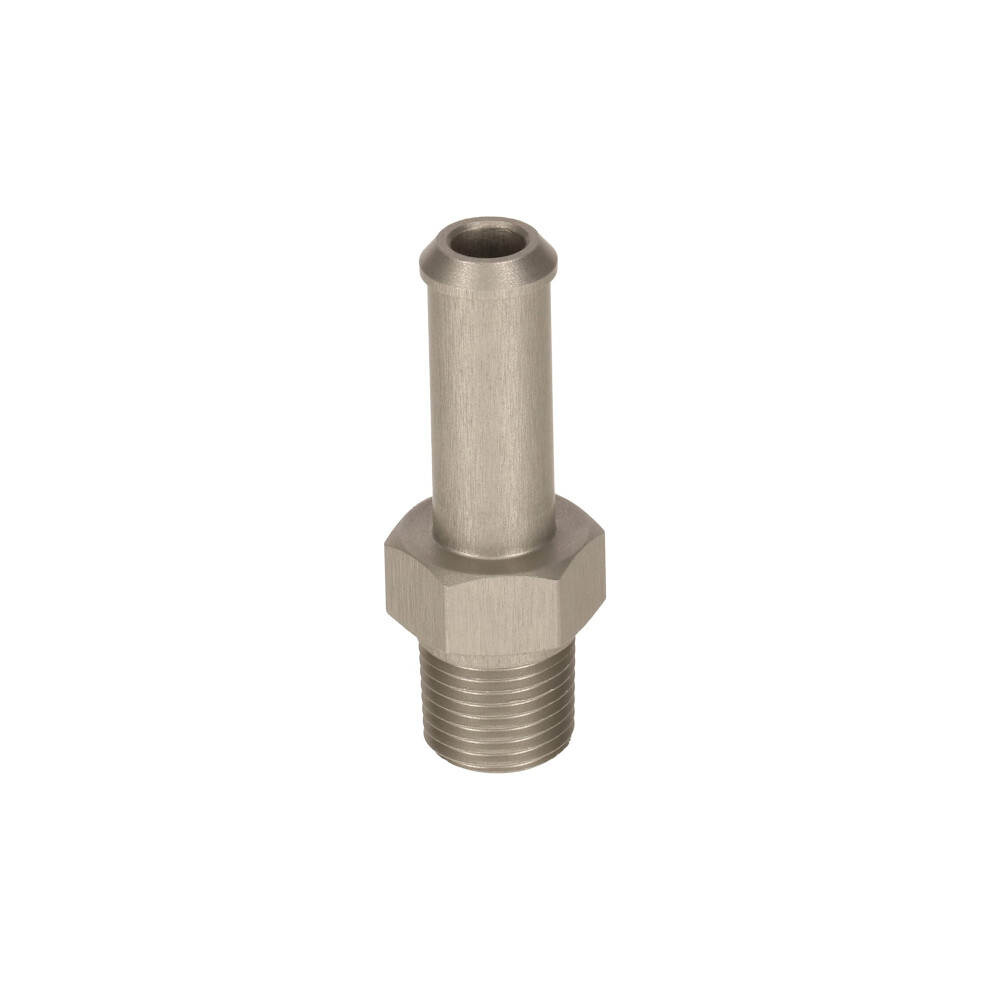 Aluminium 1/8 Npt To 7Mm - 8Mm (1/4) Push On Barb Tail Hose Pipe Fitting Set - 1 Pcs (Natural Anodised) 7436244843883