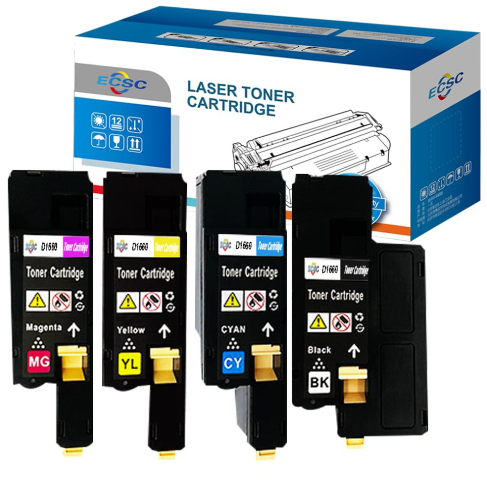 Compatible Toner Cartridge Replacement For Dell C1660w (/Yellow, 4-Pack) Black/Cyan/Magenta 669439749128