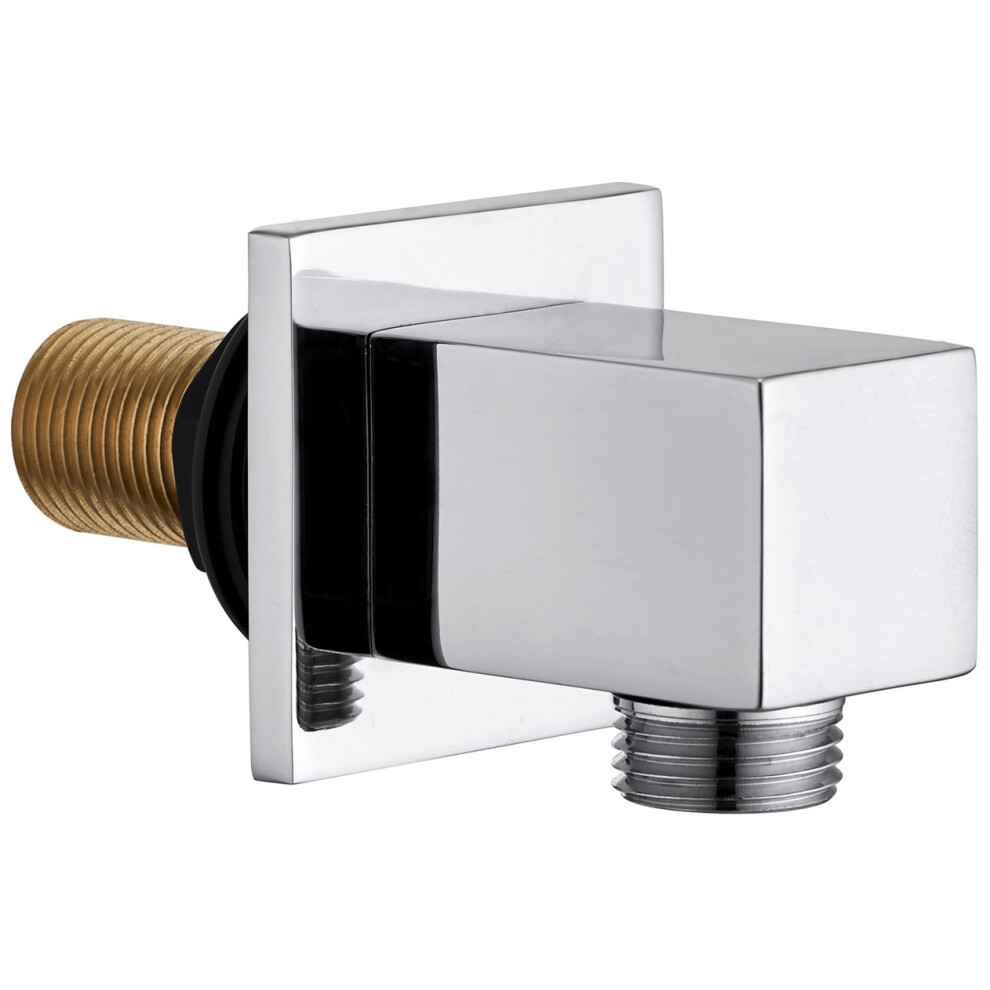 Round/Square Chrome Shower Wall Mounted Outlet Hose Connection Elbow 1/2"Bsp For Concealed Showers Â¦ (Square) 644650964741