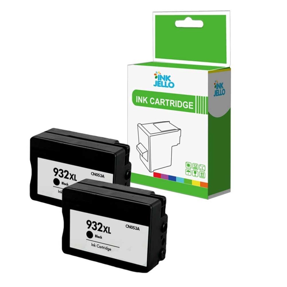 Ink Cartridge For Printer, Compatible With Hp Officejet 6100 6600 6700 7110 7510 7610 7612 932XL (, 2-Pack) Black 747742361999