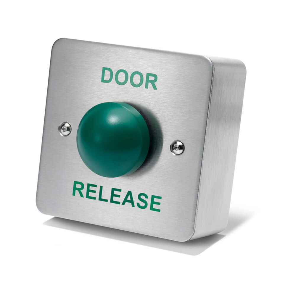 Securemydoor - Door Release Green Dome Button Push Press To Exit Switch - Brushed Stainless Steel, Versatile & Easy Installation, Ideal For Commercial 689749525588