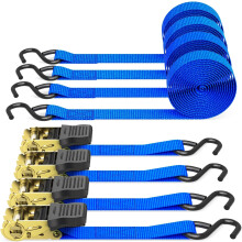 Ratchet Tie Down Straps 4 Pack, Ohuhu 4.6m 680kg Break Strength Tie Down Straps with S Hook, Ratchet Tie Down Lashing Straps, Ratchet Straps for