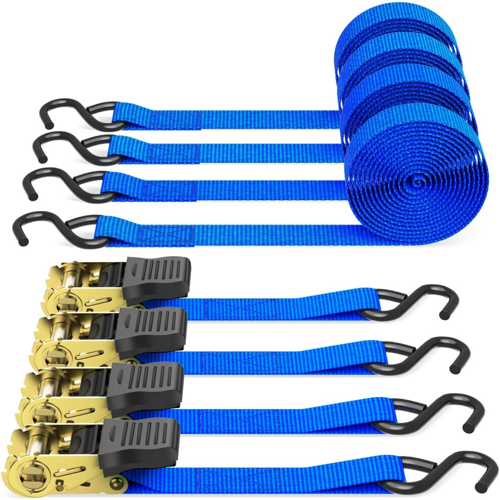 Ratchet Tie Down Straps 4 Pack, Ohuhu 4.6M 680Kg Break Strength Tie Down Straps With S Hook, Ratchet Tie Down Lashing Straps, Ratchet Straps For 6971420012673
