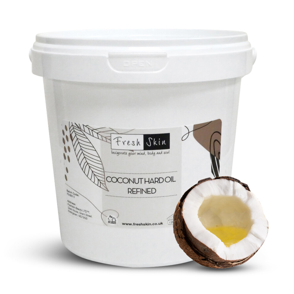 Freshskin Beauty Ltd 1Kg Refined Coconut Oil Hard (Solid) Odourless - 100% Pure, Natural, Cruelty Free, Vegan - Moisturising & Hydrating - Ideal For Aromatherapy, Skincare