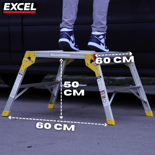 Aluminium Folding Hop Up Work Platform Bench 600mm x 600mm 2