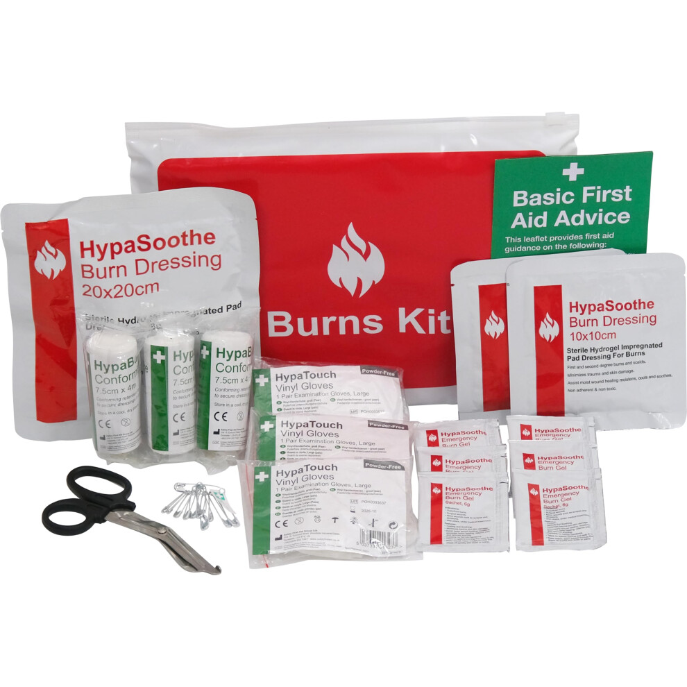 Safety First Aid Group Hypasoothe Burns First Aid Kit In Vinyl Wallet, Medium - Fully Stocked