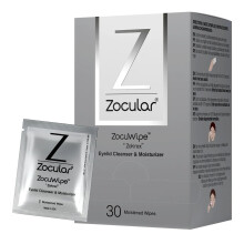 ZocuWipe Eyelid Wipes with Okra Complex - 30x Eyelid Cleanser and Moisturiser Pads for Irritated Dry Itchy Eyes - Blepharitis Treatment Eye Wipes