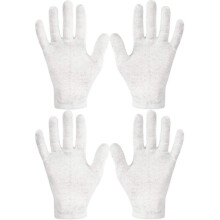 2 Pairs Premium Cotton Cosmetic Moisturizing Natural Therapy Gloves for Dry Hands Healing and Beauty (White)