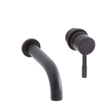 Nero Modern Wall Mounted Mono Bathroom Basin Mixer Tap Lever Handle - Black