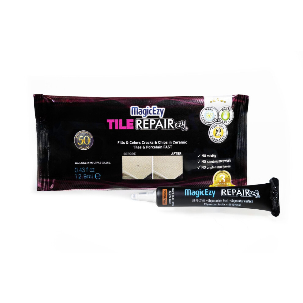 Tile Repairezy (Beige) - Ceramic Tile Chip Repair Filler - Porcelain Crack Repair Kit - Gap Filler - Tile Putty - Bathroom Floor Tiles, Counter Tops - 9348402007090