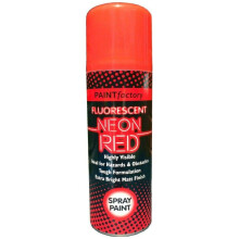 200ml High Visibility Fluorescent Neon Matt Finish All Surface Multipurpose Spray Paint Can - 5 Colours (Red)