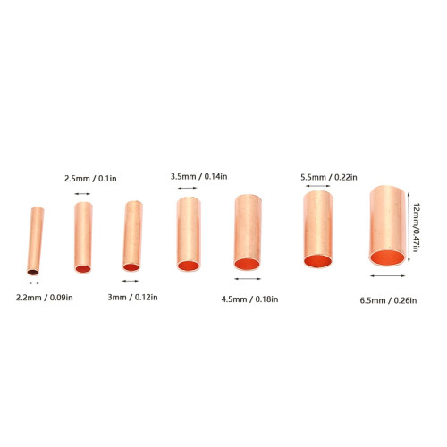 Red Copper 250Pcs GT1-6mm Intermediate Wire Connection Tube Connector 1