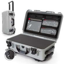 935 Waterproof Carry-On Hard Case with Wheels, Cubed Foam and Lid Organizer - Silver