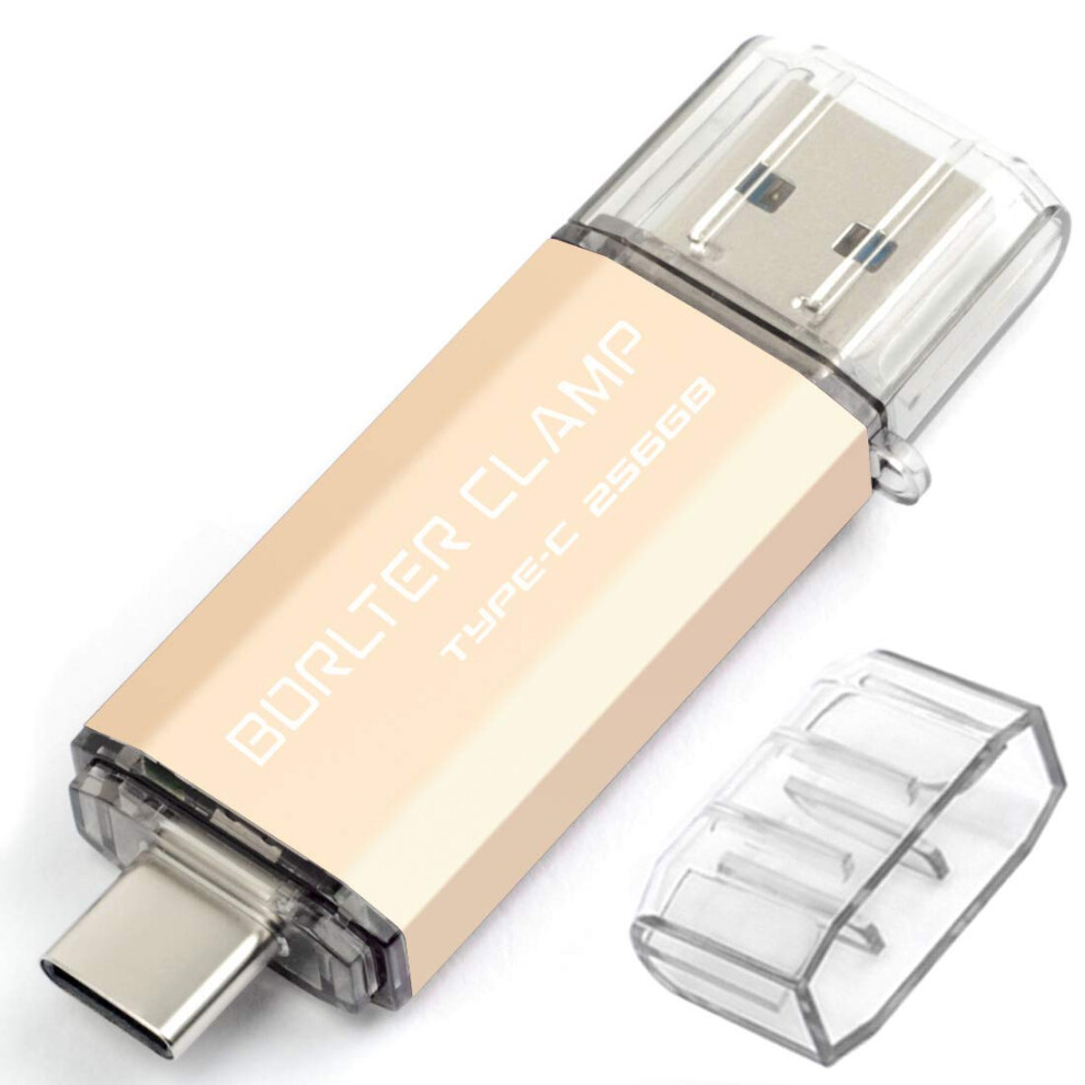 Borlterclamp 256Gb Usb C Flash Drive 2 In 1 Otg Usb 3.0 Memory Stick For Android Smartphones Samsung Galaxy S9/S8/Note 9, Lg, Tablets & Computer ( Gold 303277119797
