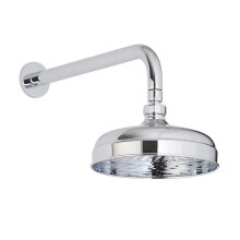 Elizabeth Traditional 205mm Round Rainfall Shower Head Wall Mounted Arm - Chrome