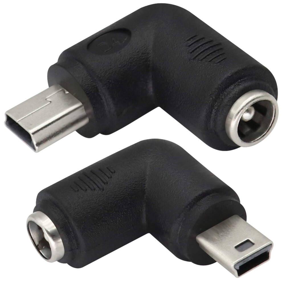 90 Degree Right Angle Usb Male To Dc 5.5X2.1mm Barrel Power Converter (2Pack) For Mini Usb Charging Devices 682559180442