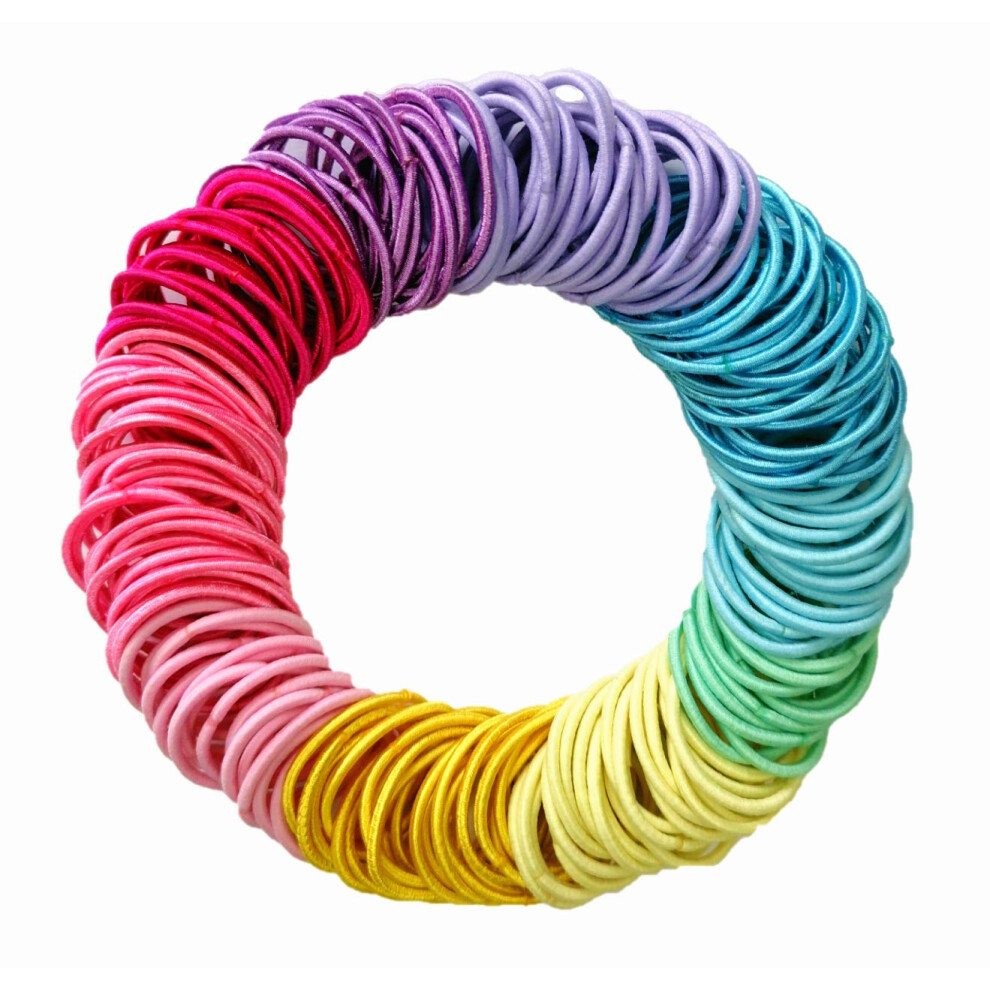 Annada Hair Ties, Elastic Hairbands 200 Pieces Ponytail Holders Hair Tie,Colorful Hair Rope Thin Hairbands For Girls Women(2.5 X 0.2 Cm)