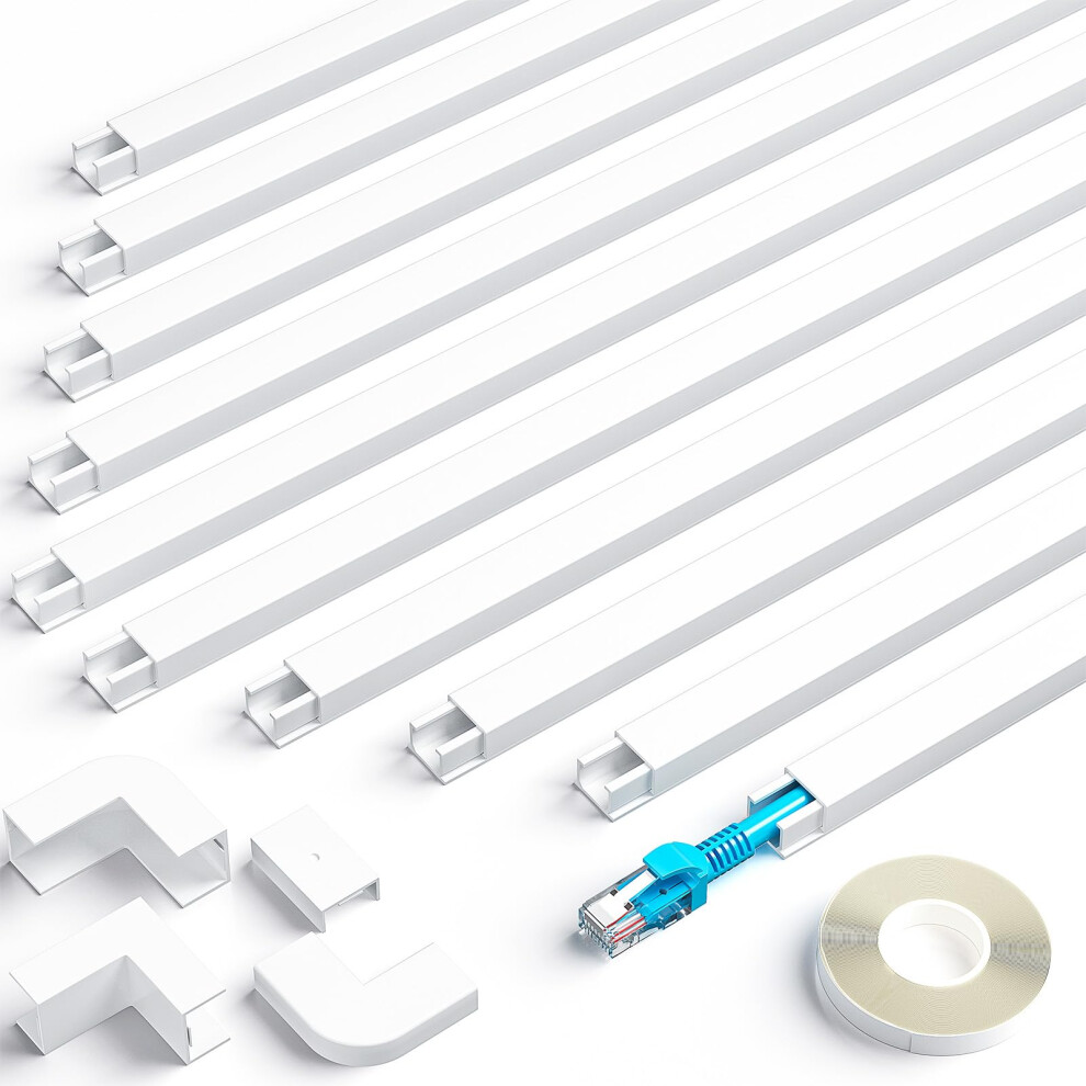 4M Cable Trunking, Trunking For Electric Cables, Paintable Cable Cover, Cable Trunking Self Adhesive To Hide A Single Cord In Home Or Office, 10X L40 609832535263