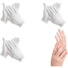 3 Pairs Cotton Moisturizing Gloves Over Night Bedtime White Cotton Cosmetic Inspection Premium Cloth Quality Eczema Dry Sensitive Irritated Skin Spa