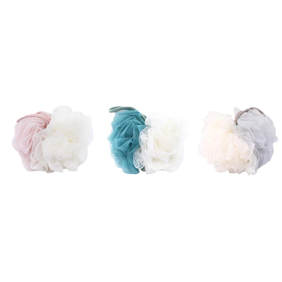 Omenluck 3Pcs Bath Flower Ball Loofah Sponge Scrubber Bathing Supplies Bathroom Men Women Exfoliating