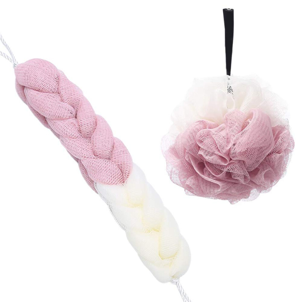 Omenluck 2Pcs Bath Shower Sponge Ball Stretch Backs Rubbing Baths Towel Bathing Supplies Exfoliating